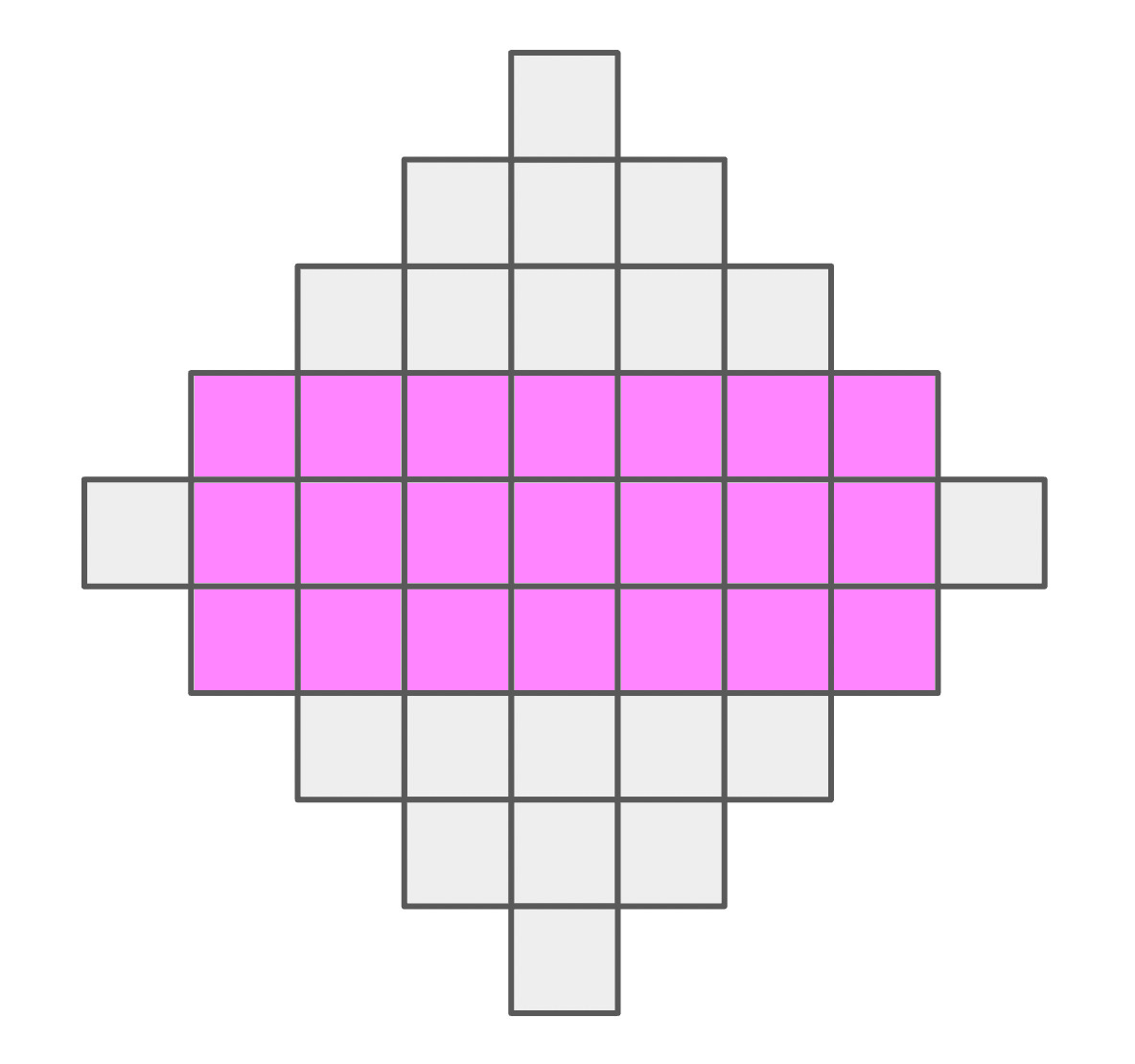 Middle 3 by 7 rectangle highlighted in the 41-square configuration
